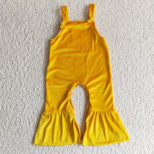 SR0089 Girls Yellow Gold Velvet Tank Top Bodysuit