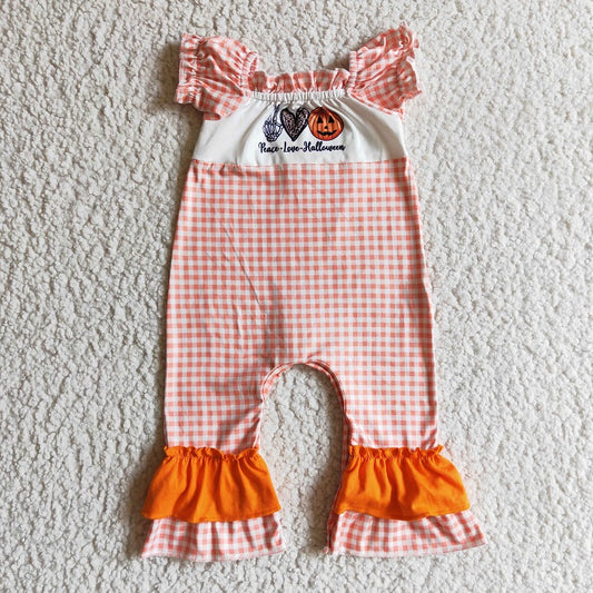SR0092 BABY GIRLS HALLOWEEN ORANGE ROMPER