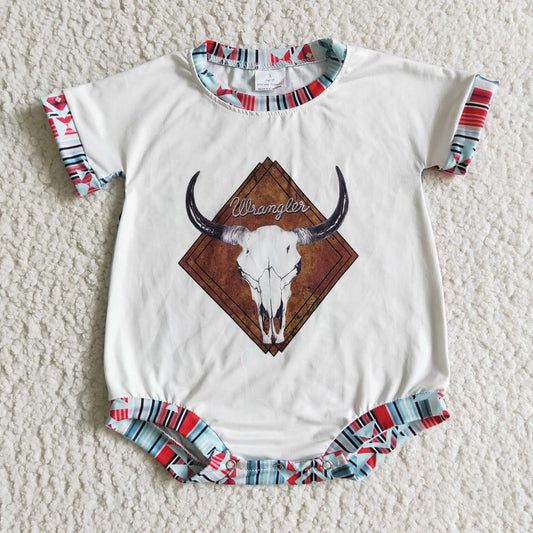 SR0096 Bull Head White Short Sleeve Bodysuit