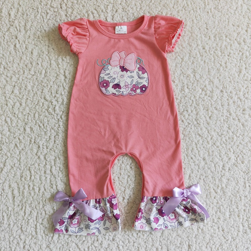 SR0097 BABY GIRLS EMBROIDERY PUMPKIN ROMPER