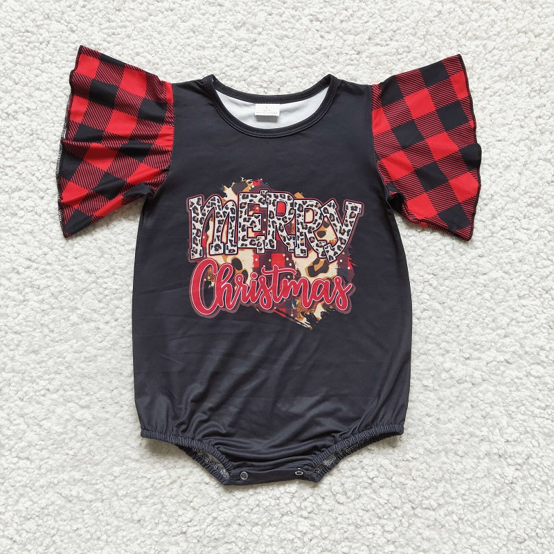 SR0103 Girls MERRY CHRISTMAS Short  Sleeve Bodysuit