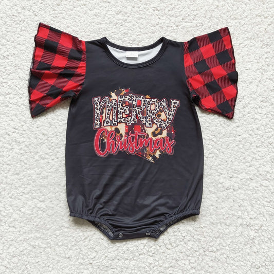 SR0103 Girls MERRY CHRISTMAS Short Sleeve Bodysuit