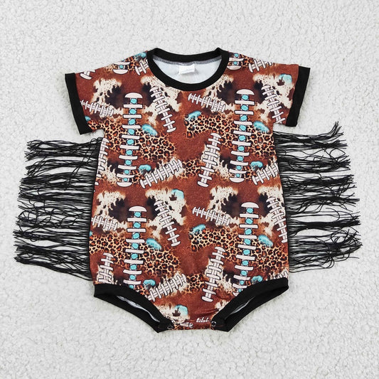 SR0113 Leopard Ink Brown Fringe Short Sleeve Bodysuit D 4.16