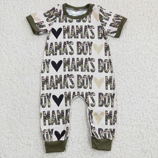 SR0134 Boys MAMAS BOY Green Short Sleeve Bodysuit