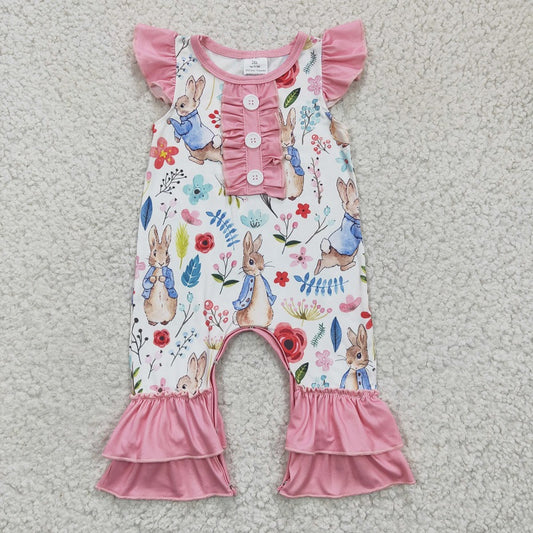 SR0198 Girls Peter Rabbit Purple Flying Sleeve Jumpsuit