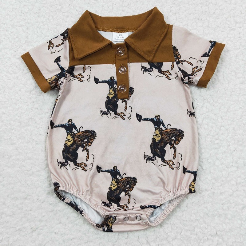 SR0222  Riding Brown Short Sleeve Bodysuit