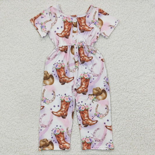 SR0225 Baby girls boots hat short sleeve jumpsuit