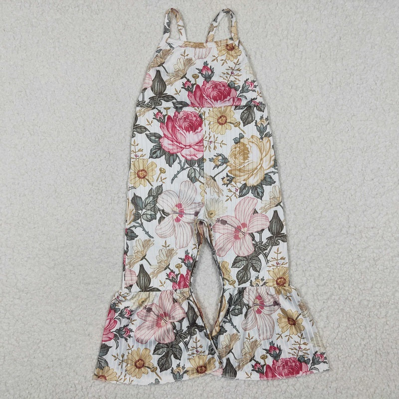 SR0248 Baby Girls Floral Sling Waffle Milk Silk Onesie Bodysuit
