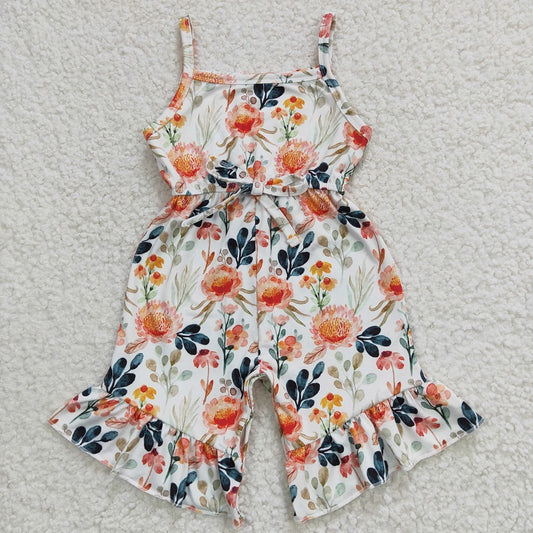 SR0250 Baby Girls Orange Flower Camisole Jumpsuit