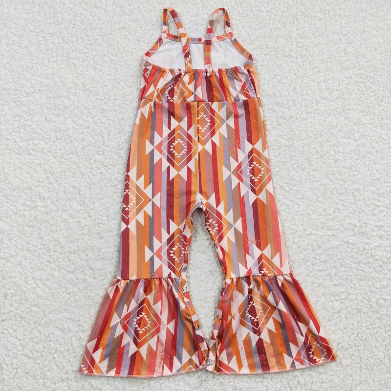 SR0252 Baby Girls Aztec Bell Bottom Strap Jumpsuit