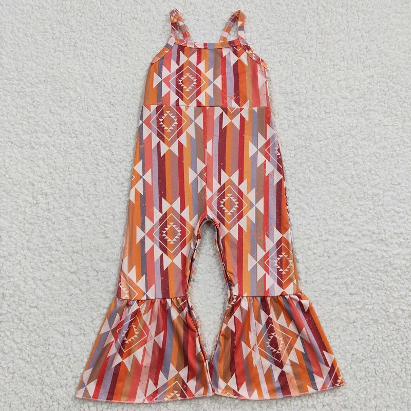 SR0252 Baby Girls Aztec Bell Bottom Strap Jumpsuit