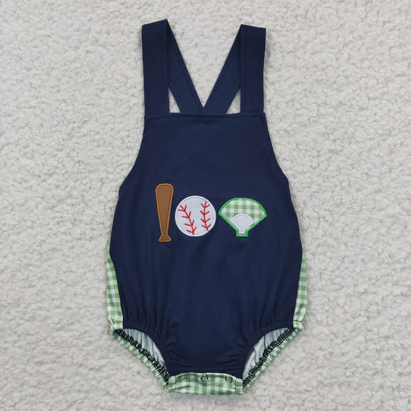 SR0272 Baby Boys Embroidered Baseball Navy Blue Vest Onesie Bodysuit