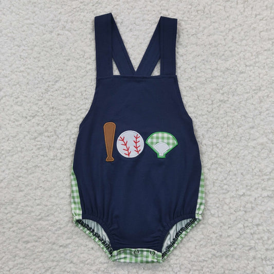 SR0272 Baby Boys Embroidered Baseball Navy Blue Vest Onesie Bodysuit