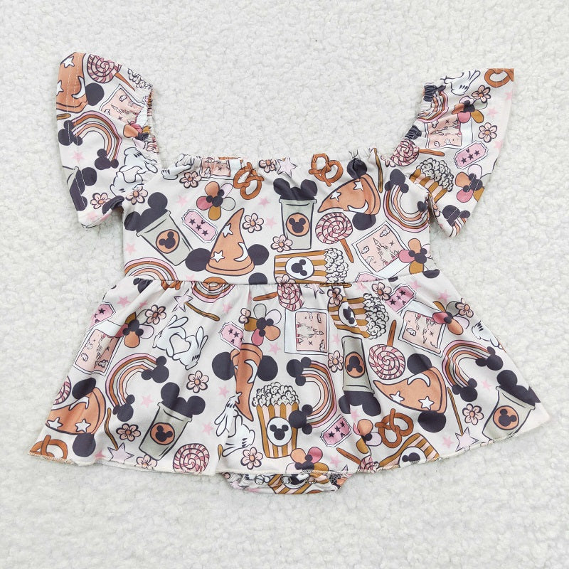 SR0275 Baby Girls cartoon rainbow one-shoulder jumpsuit