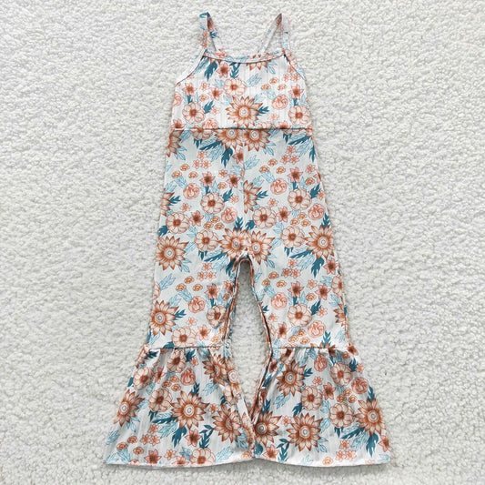 SR0309 Baby girls floral suspender jumpsuit