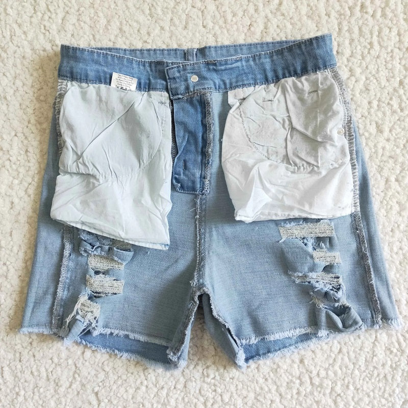 SS0026 Adult Women's Frayed Button Denim Shorts