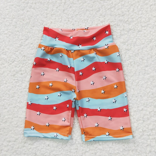 SS0033 Baby Girls Boys Cycling Pants with Color Stripes and Stars Swim Pants