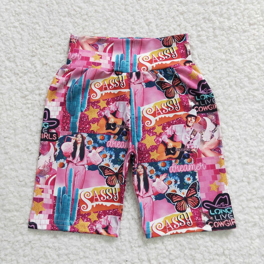 SS0034 Baby Girls cowgirls rose red butterfly cycling pants