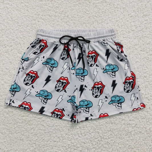 SS0054 Adult Gray Skull Shorts