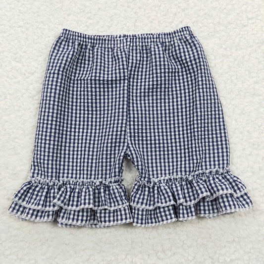 SS0068 navy blue plaid shorts