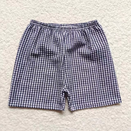 SS0075 Baby Boys navy blue plaid shorts