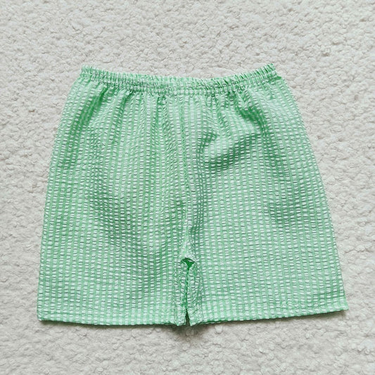 SS0078 Boys Green Plaid Shorts
