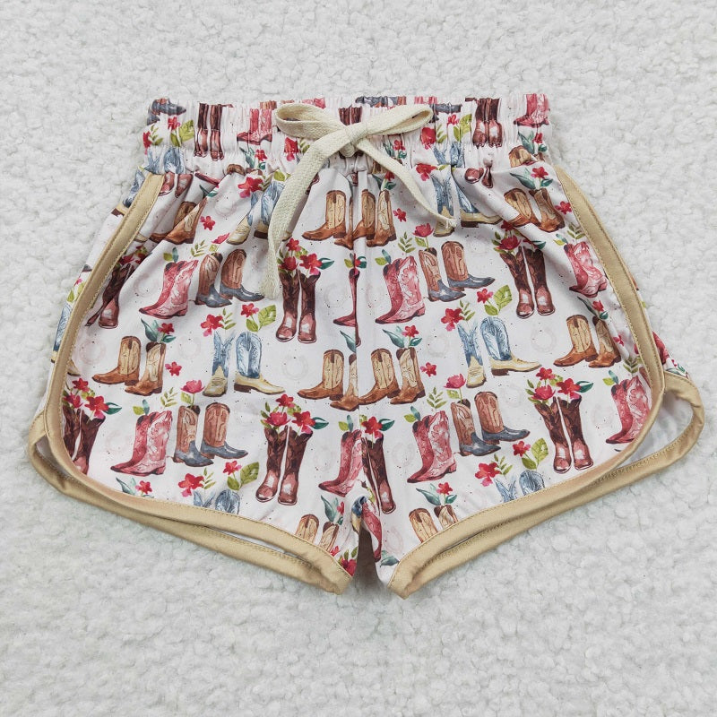 SS0085 Boots flower milk silk shorts