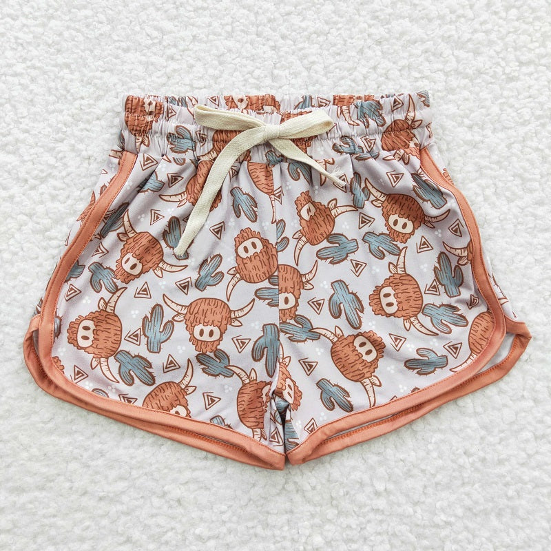SS0089 highland cow girl shorts