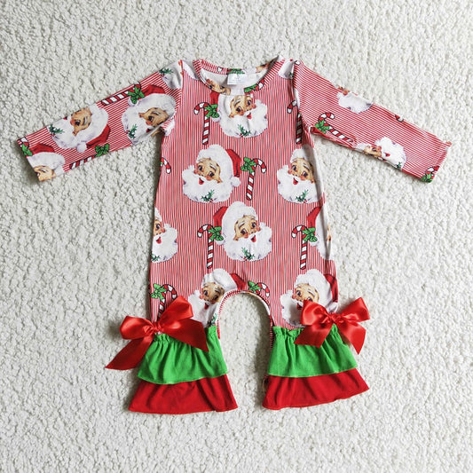 6 A2-30 Santa Bow Long Sleeve Bodysuit